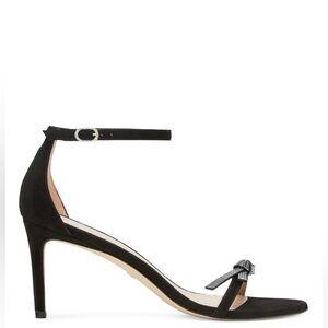 Stuart Weitzman Nudist Embellished Bow Ankle Strap Suede High Heel Sandals NWT